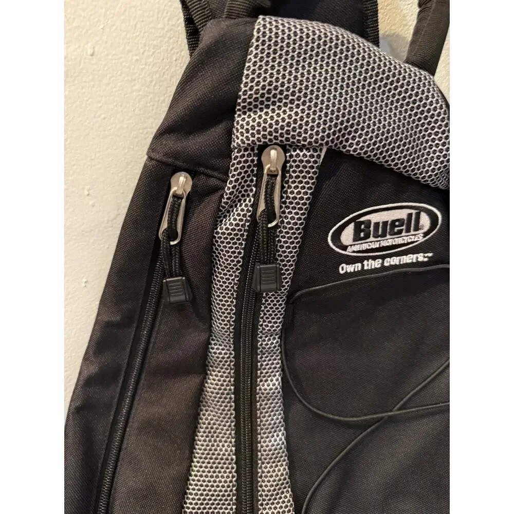🏍️ Buell Sling Backpack Crossbody Motorcycle Bag Black Gray Helmet Style